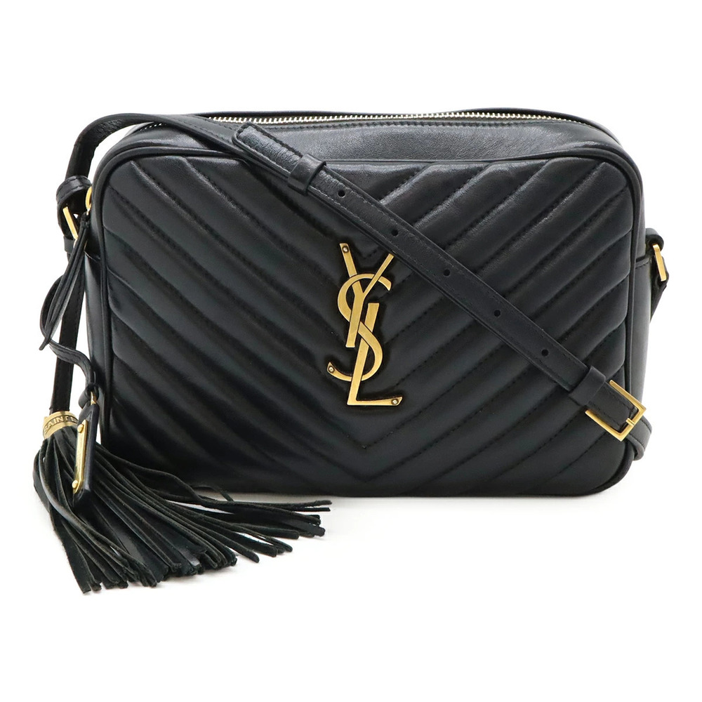SAINT LAURENT PARIS Yves YSL Lou Camera Bag Shoulder Leather Black